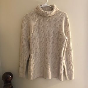 LL Bean Wool Cable Knit Turtle Neck Sweater